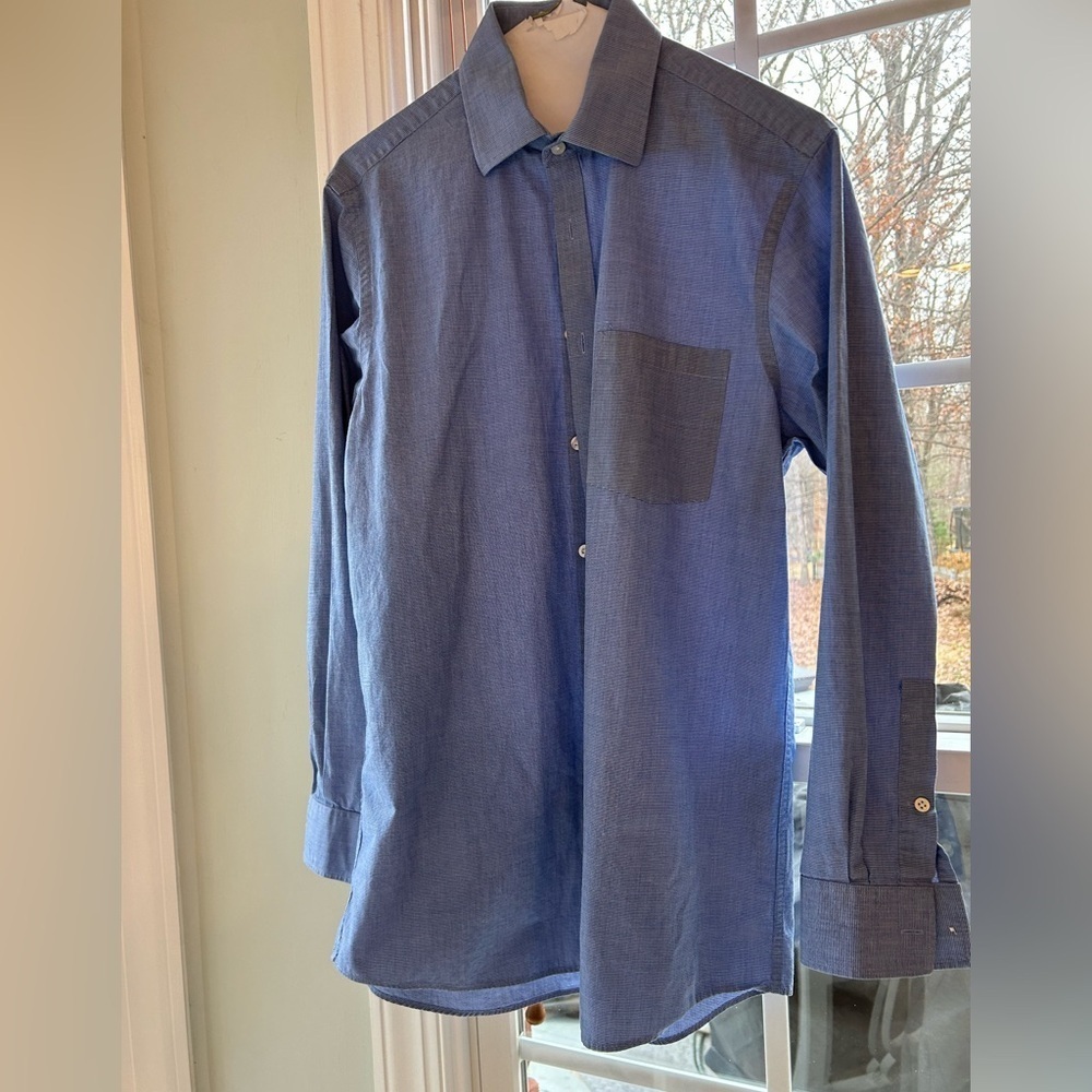 Michael Kors Mens Dress Shirt 15 32/33 blue long sleeve button down